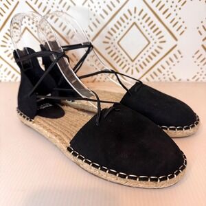 Eileen Fisher D'orsay Suede Espadrille Sz 6.5 Flat Sandal Elegant Resort Spring